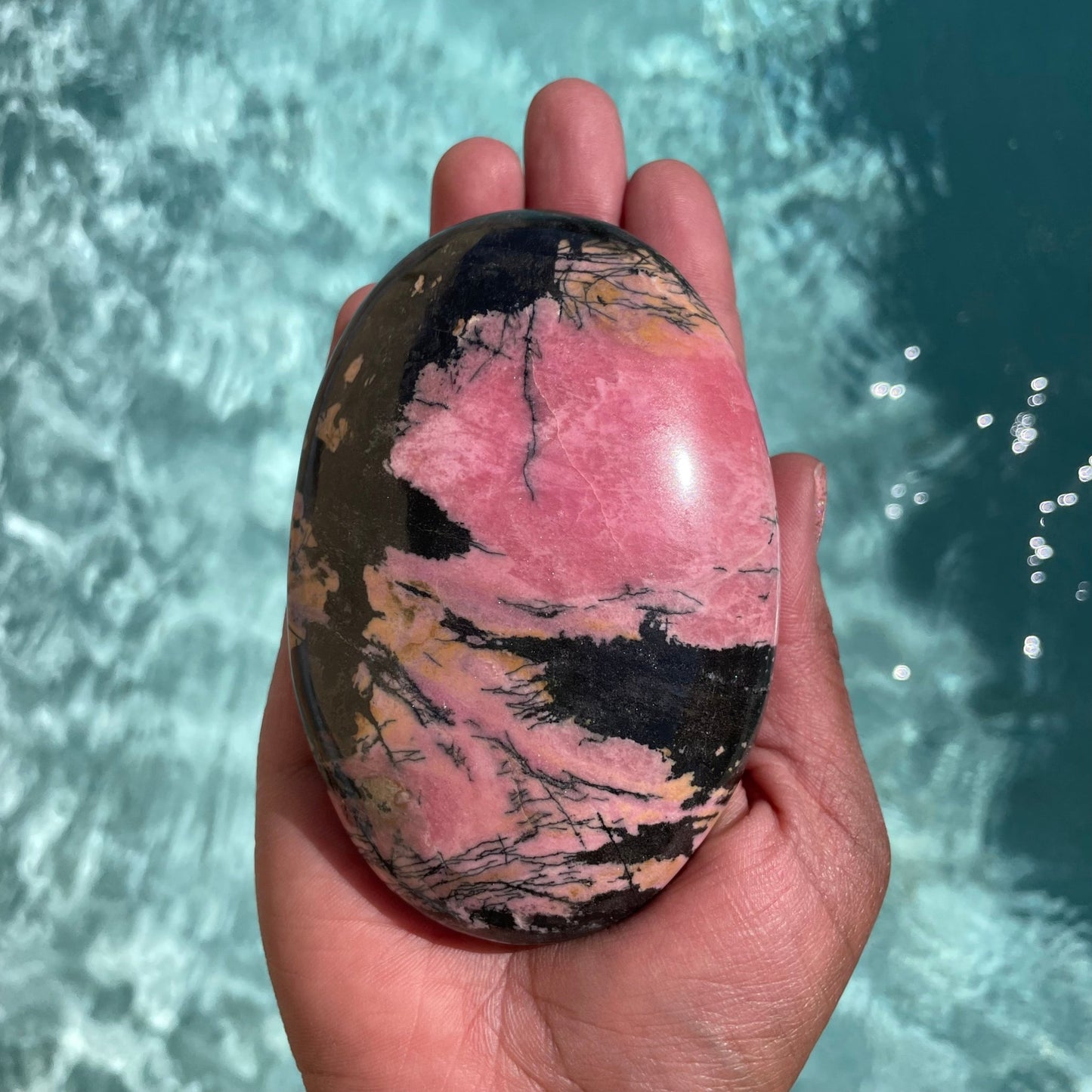 Pink Rhodonite Palm Stone - Sage & Magic