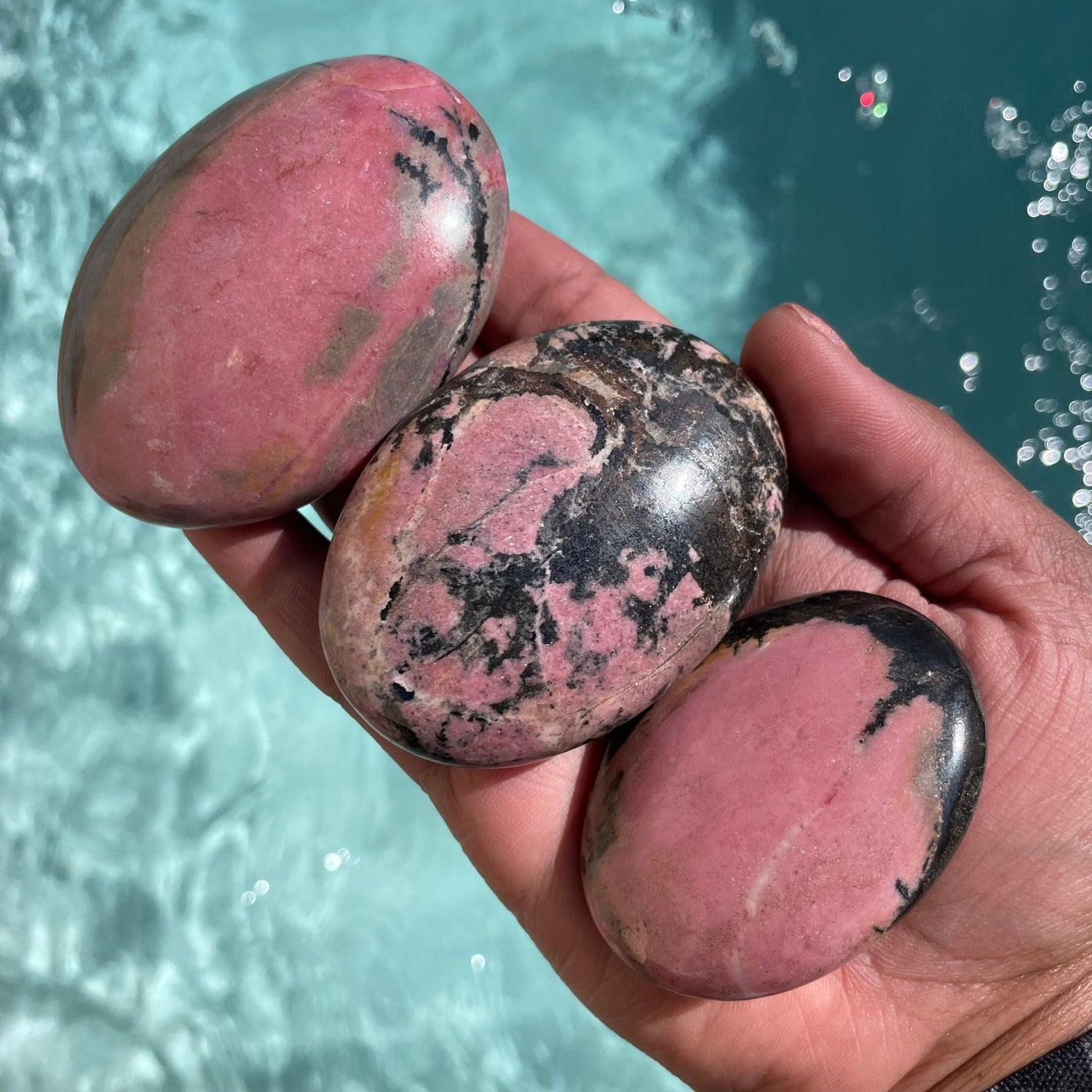 Pink Rhodonite Palm Stone - Sage & Magic