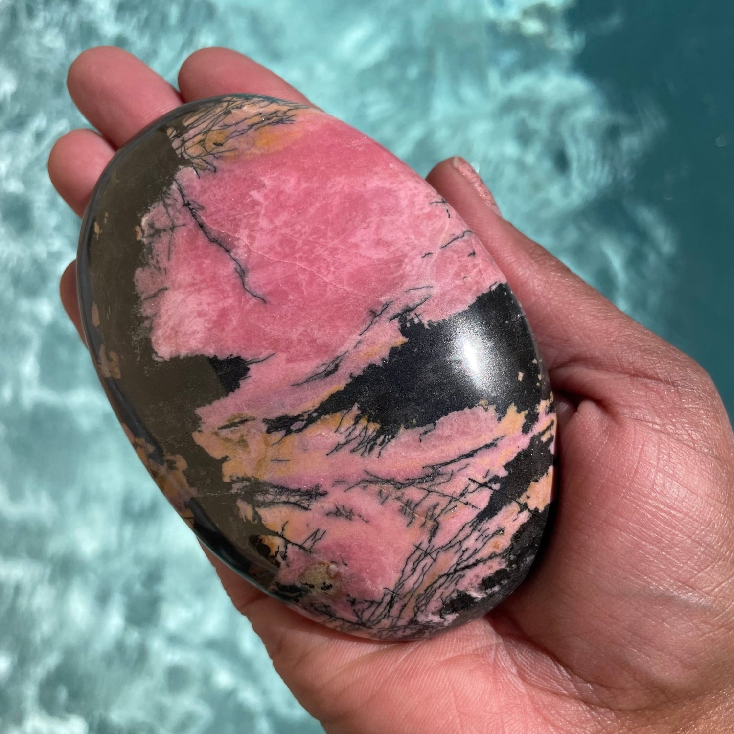 Pink Rhodonite Palm Stone - Sage & Magic