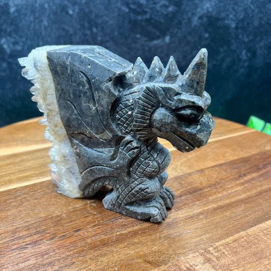 Quartz Cluster Dragon Carving - Sage & Magic