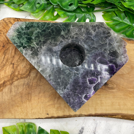 Rainbow Fluorite Candle Holder Slab - Sage & Magic