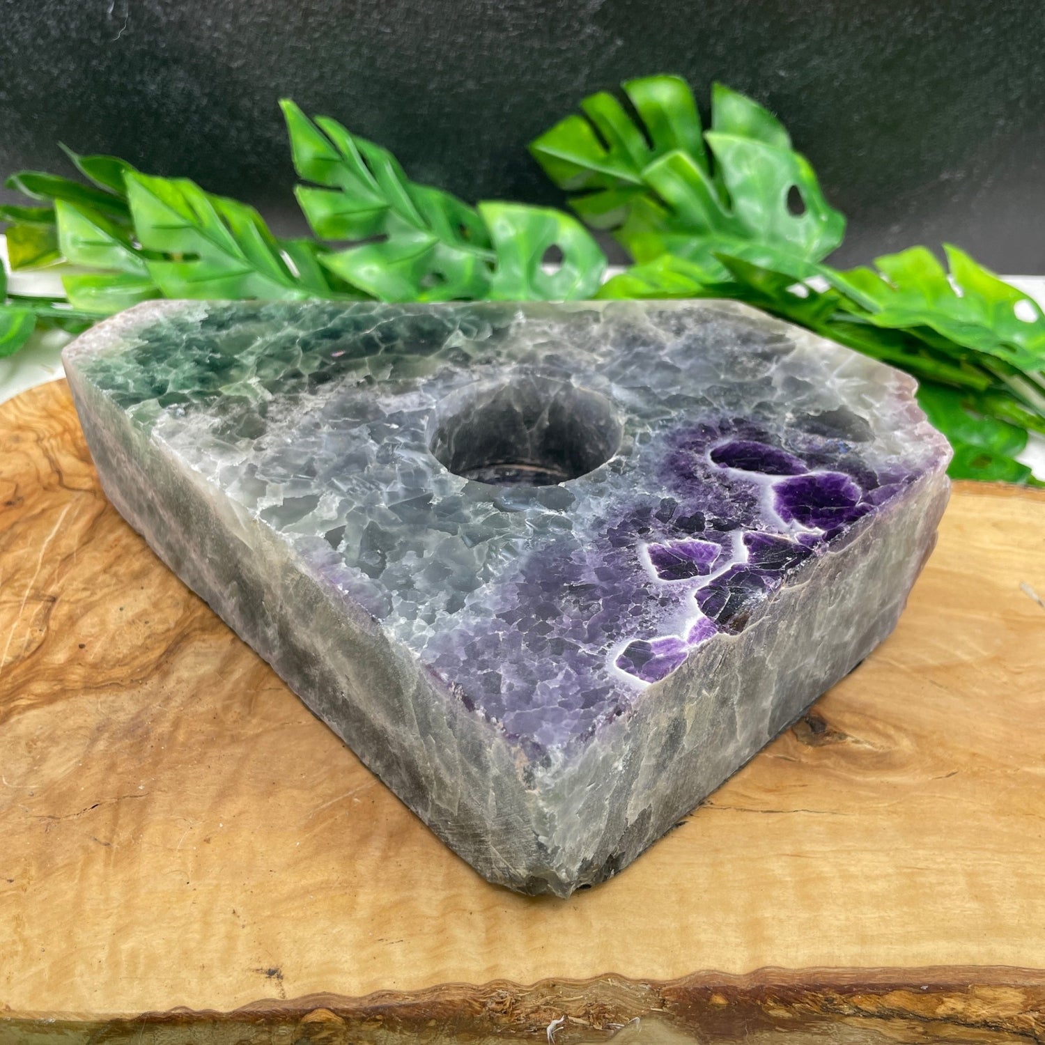 Rainbow Fluorite Candle Holder Slab - Sage & Magic