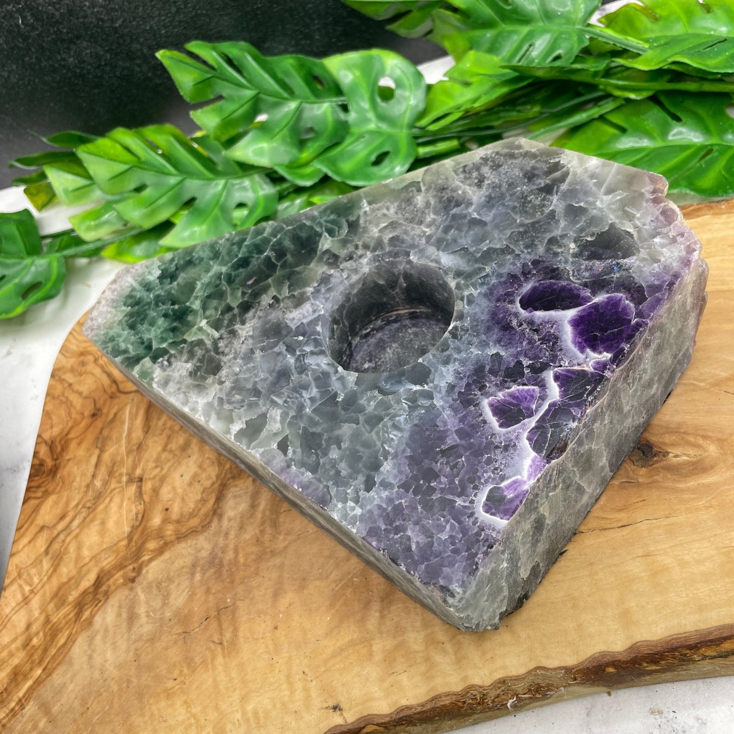 Rainbow Fluorite Candle Holder Slab - Sage & Magic