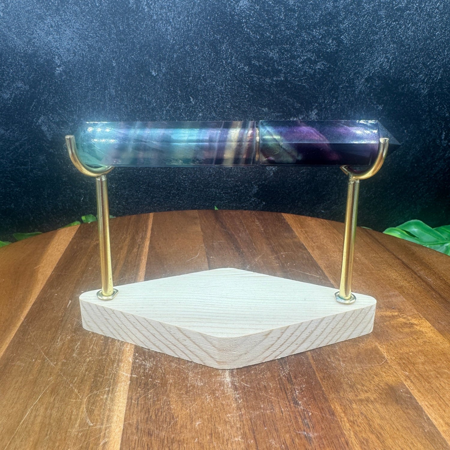 Rainbow Fluorite Fountain Pen with Stand - Sage & Magic