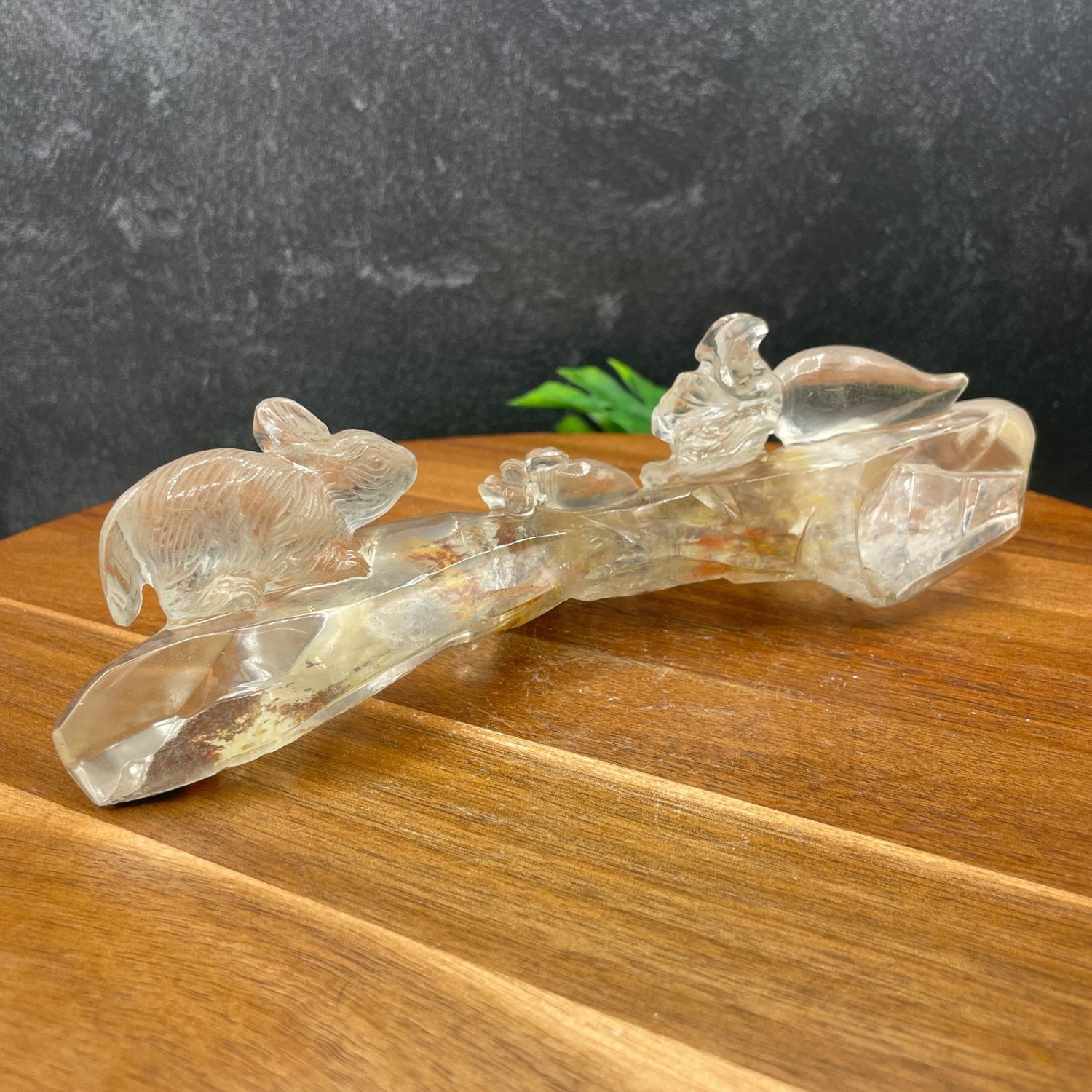 Rare Rabbit and Carrot Clear Quartz Carving - Sage & Magic