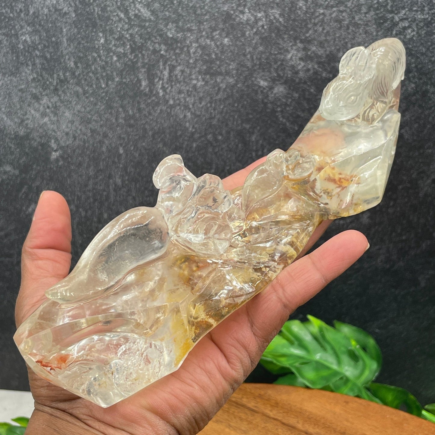 Rare Rabbit and Carrot Clear Quartz Carving - Sage & Magic