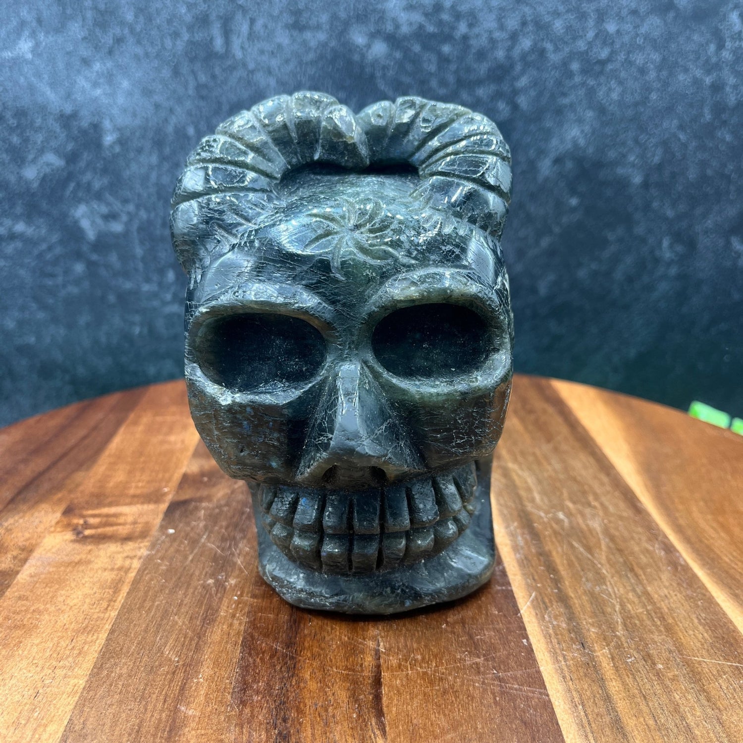 Raw Labradorite Skull with Horns - Sage & Magic