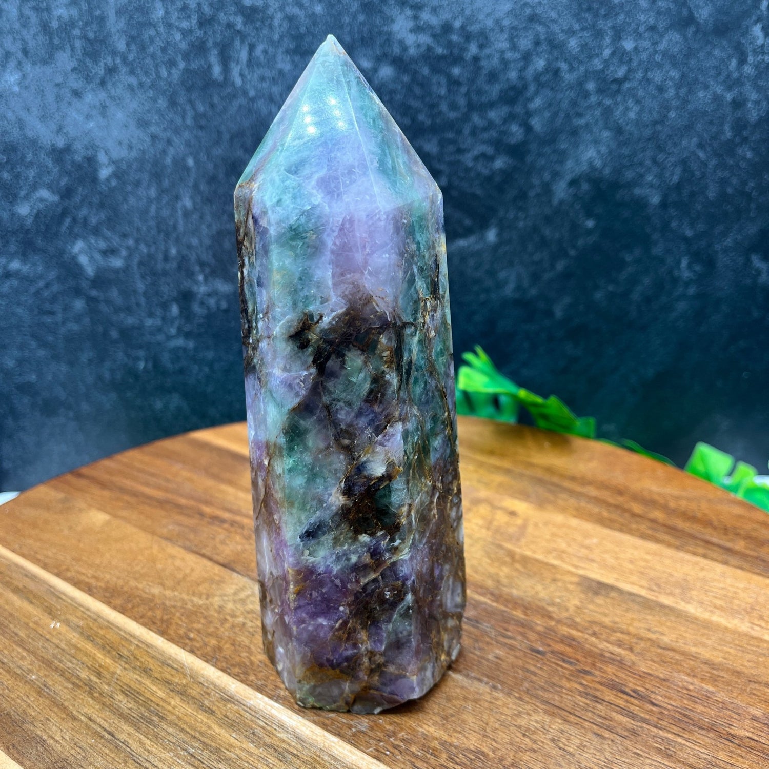 Red Hematite in Rainbow Fluorite Tower - Sage & Magic