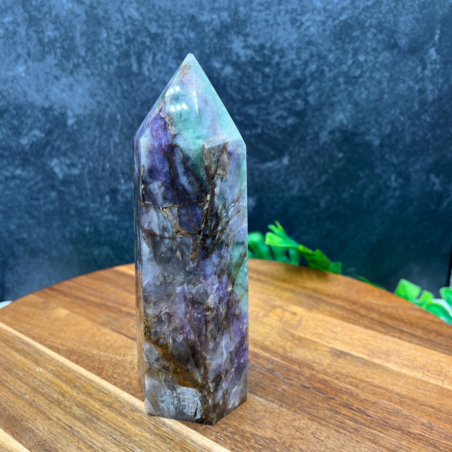 Red Hematite in Rainbow Fluorite Tower - Sage & Magic