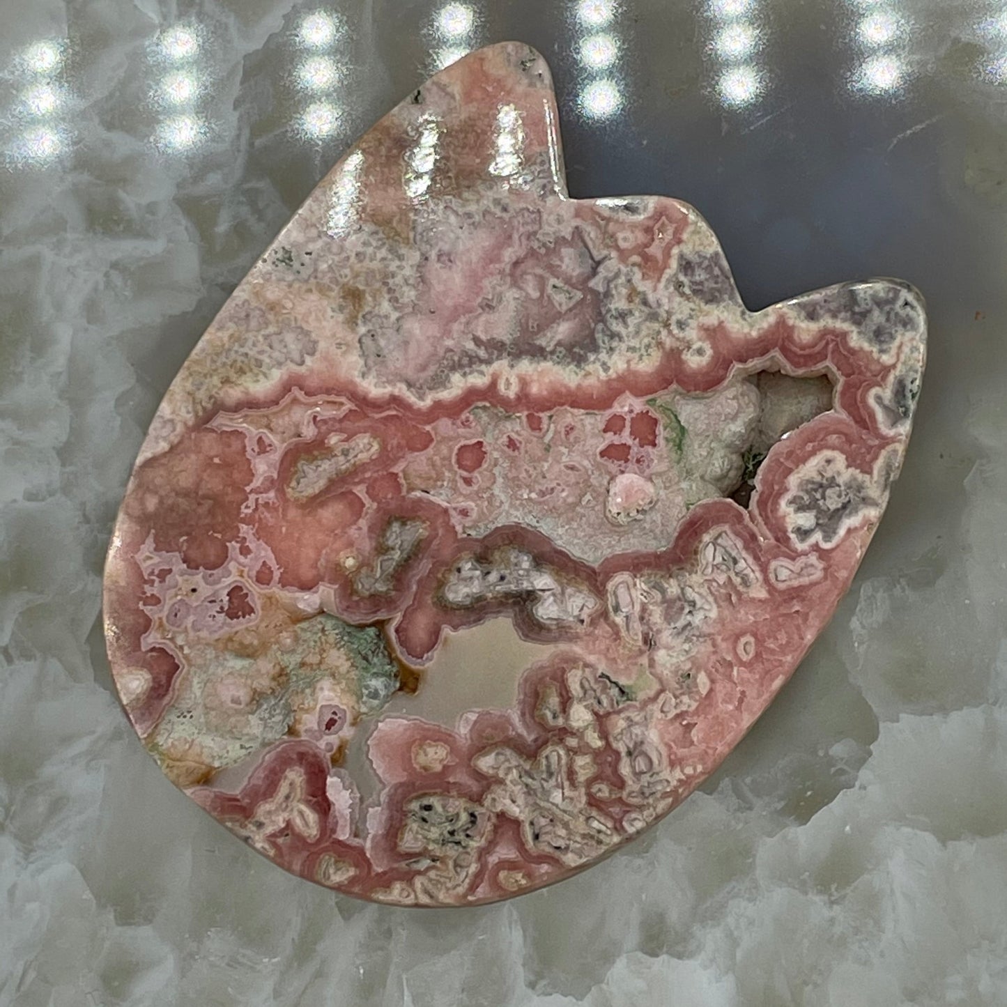 Rhodochrosite Cat Head Carving - Sage & Magic