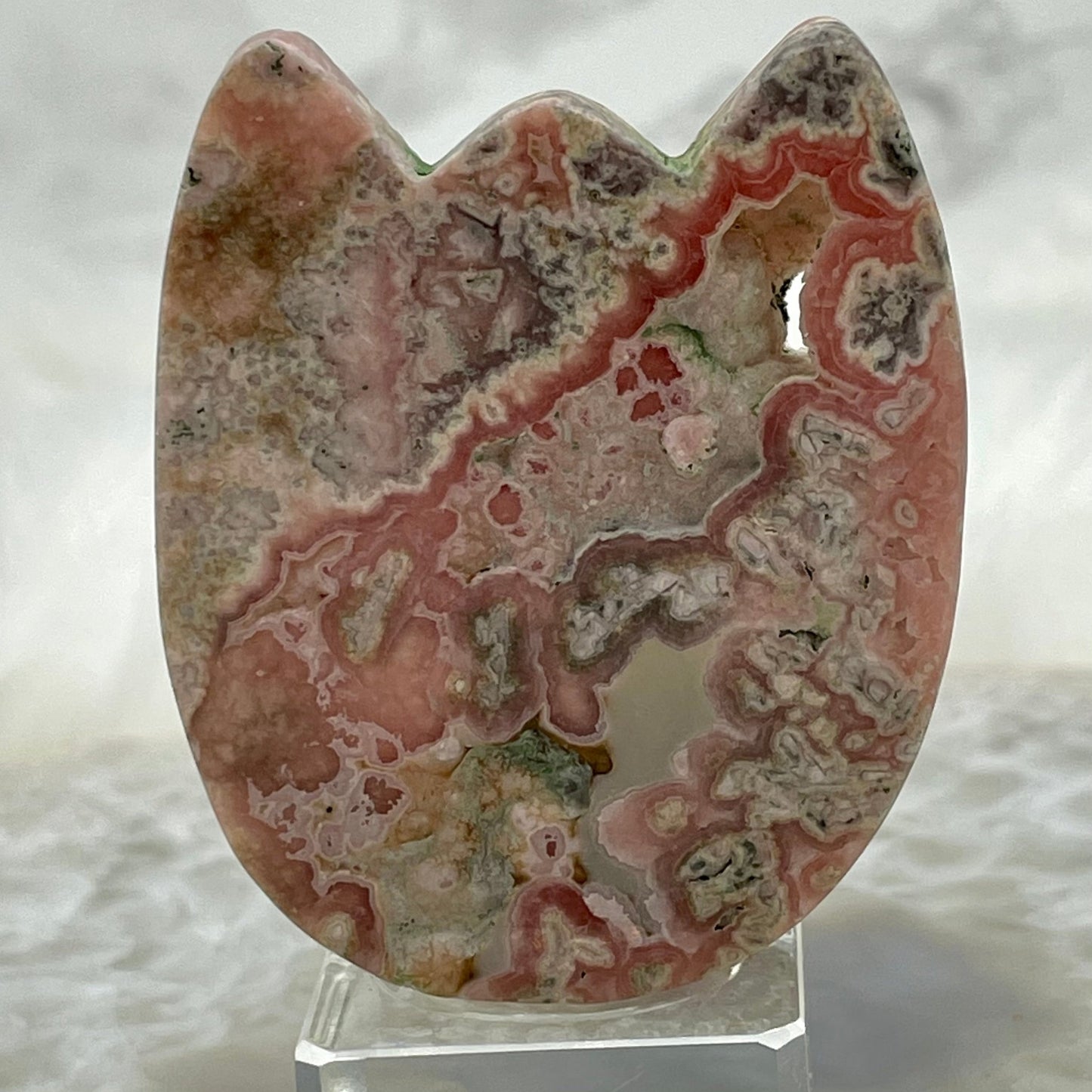 Rhodochrosite Cat Head Carving - Sage & Magic