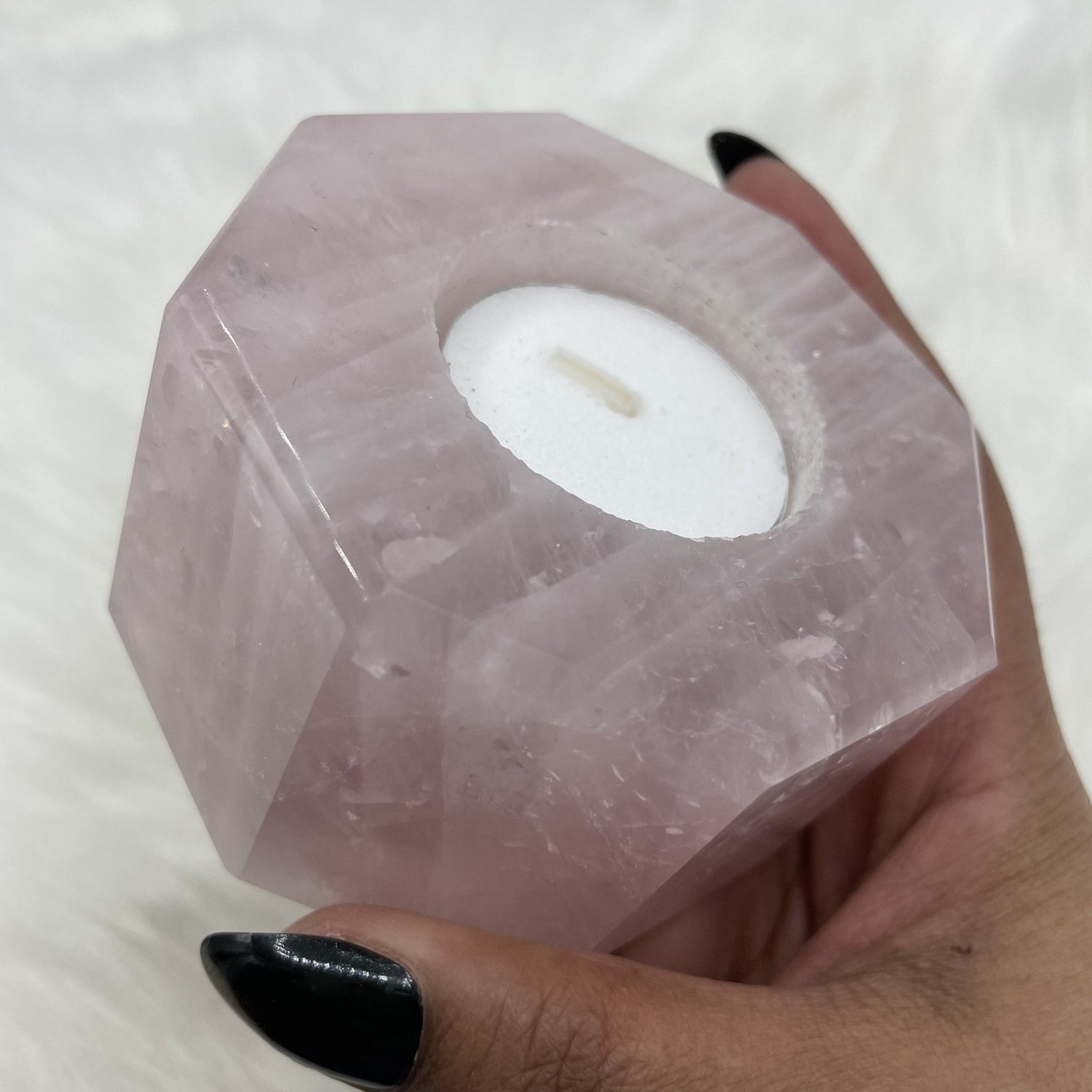 Rose Quartz Candle Holder - Sage & Magic