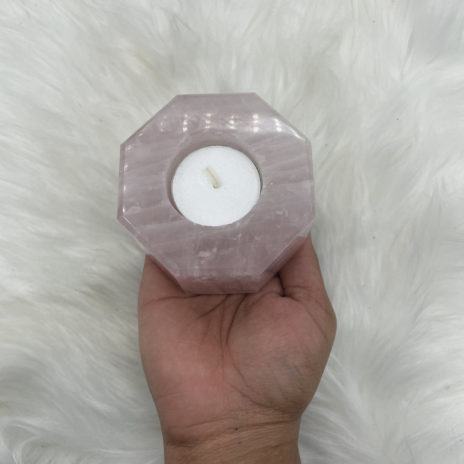 Rose Quartz Candle Holder - Sage & Magic