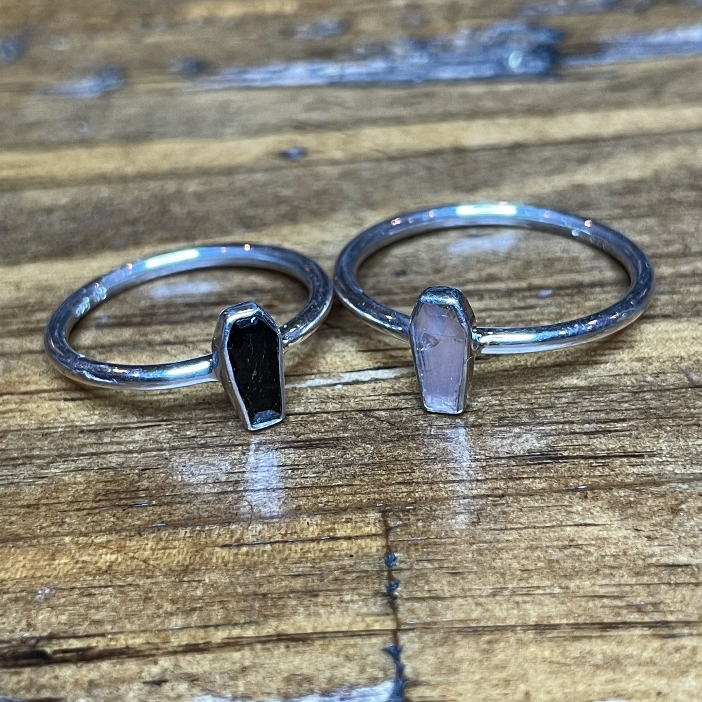 S925 Sterling Silver Ring - Black Tourmaline / Rose Quartz - Sage & Magic