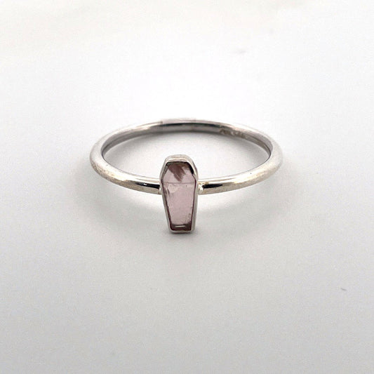 S925 Sterling Silver Ring - Black Tourmaline / Rose Quartz - Sage & Magic