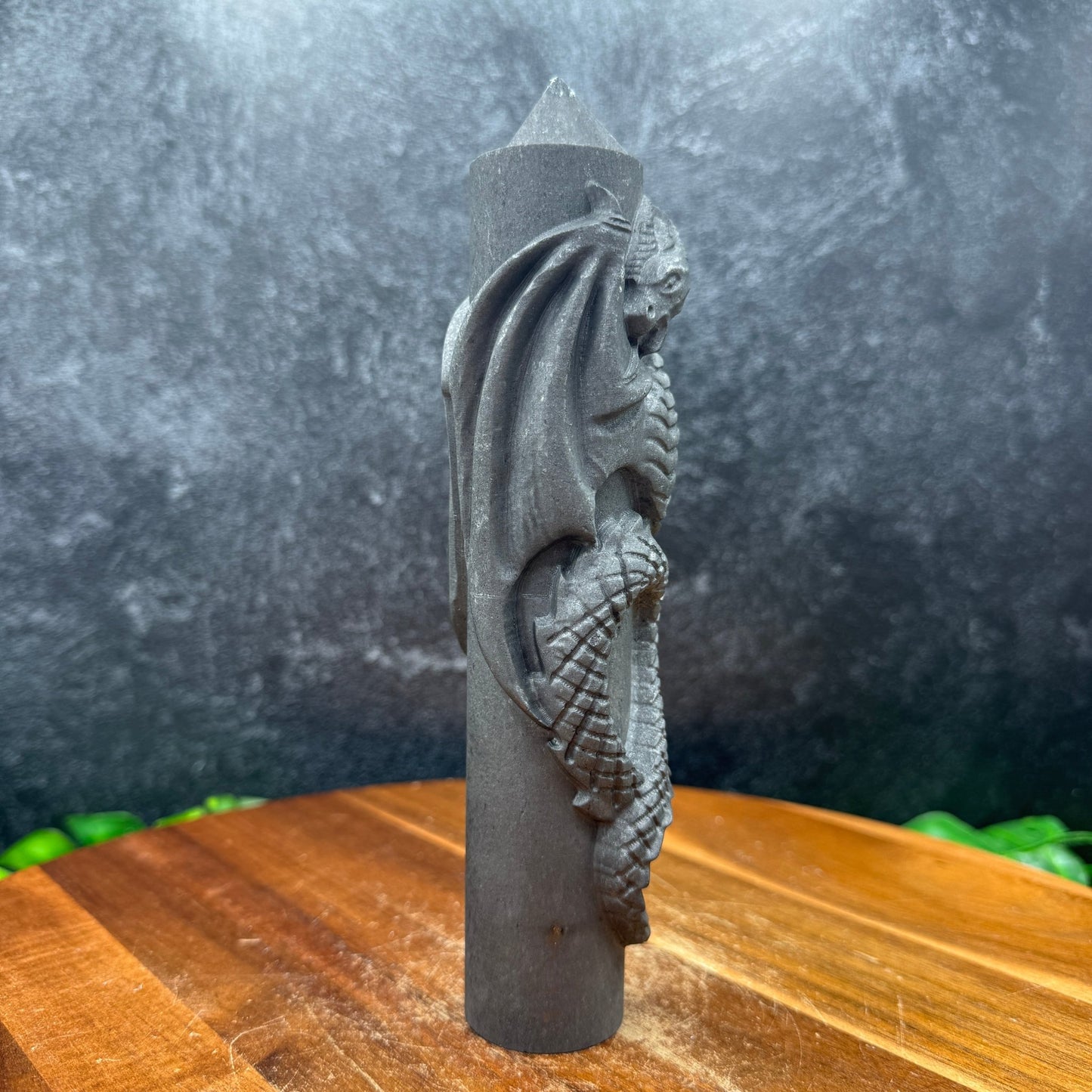 Shungite Dragon on Pointed Cylinder - Sage & Magic