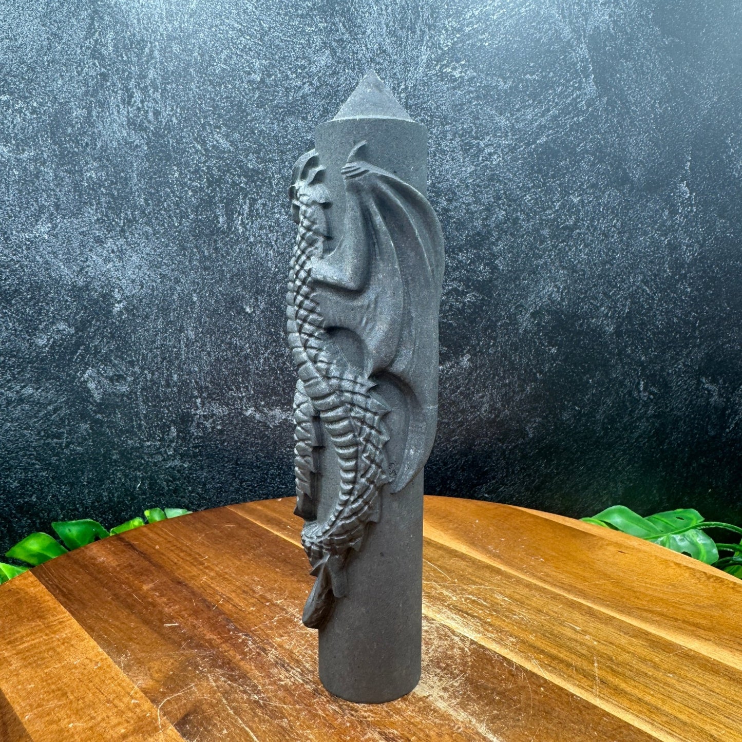 Shungite Dragon on Pointed Cylinder - Sage & Magic