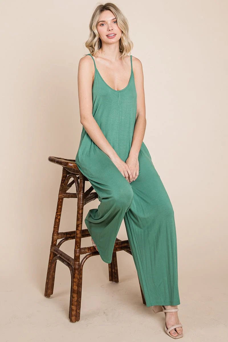 Sleeveless Wide - Leg Pocketed Jumpsuit - Sage & Magic