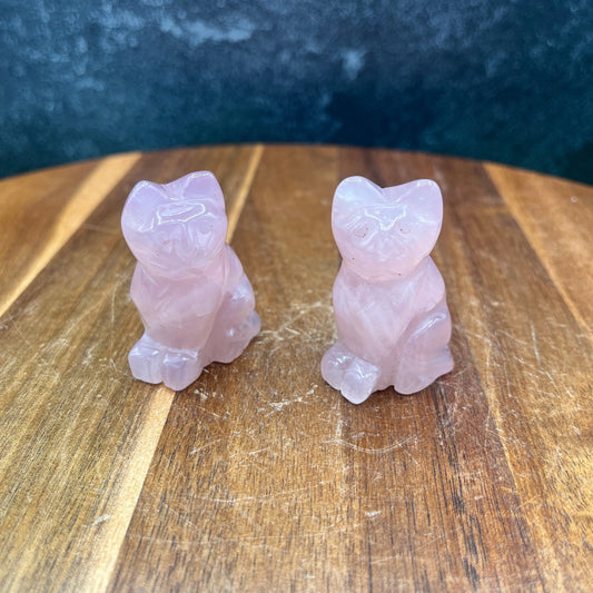 Small Rose Quartz Cat Carving - Sage & Magic