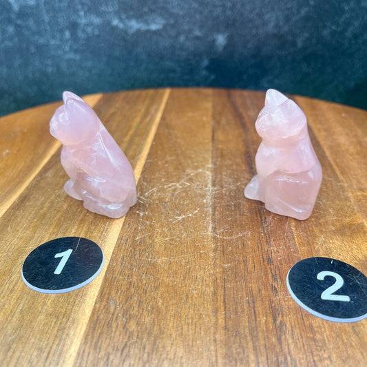 Small Rose Quartz Cat Carving - Sage & Magic