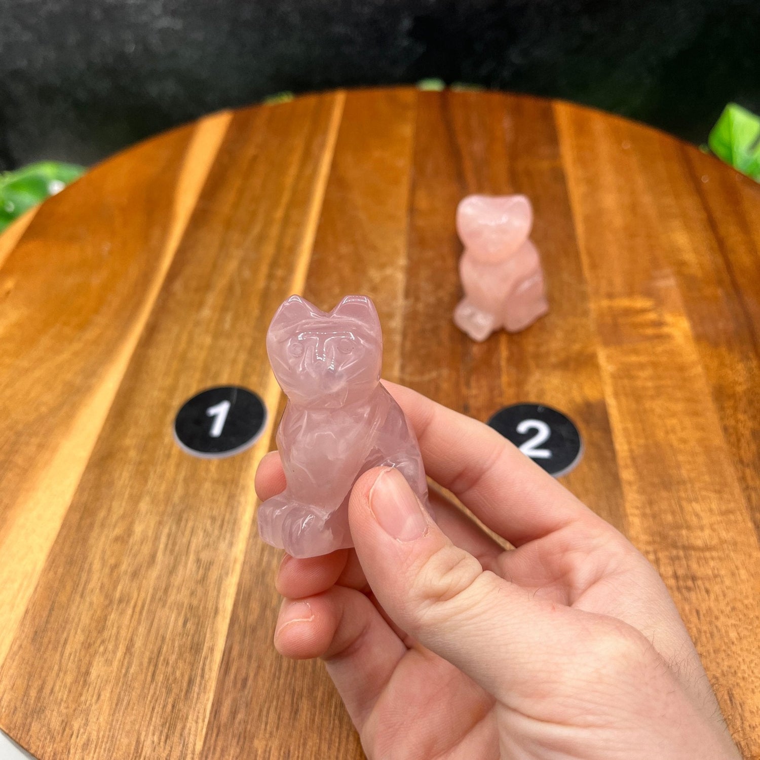 Small Rose Quartz Cat Carving - Sage & Magic