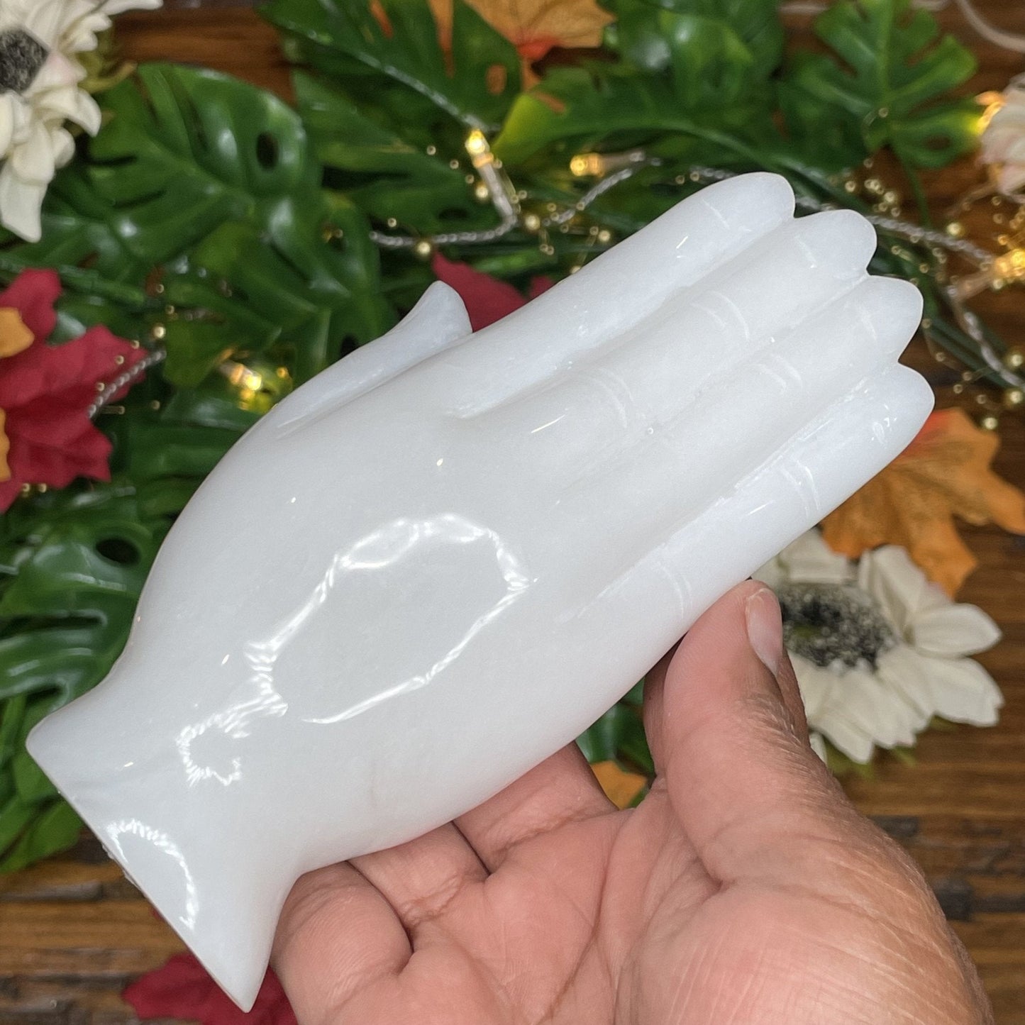 Spooky White Jade Skull Hand - Sage & Magic