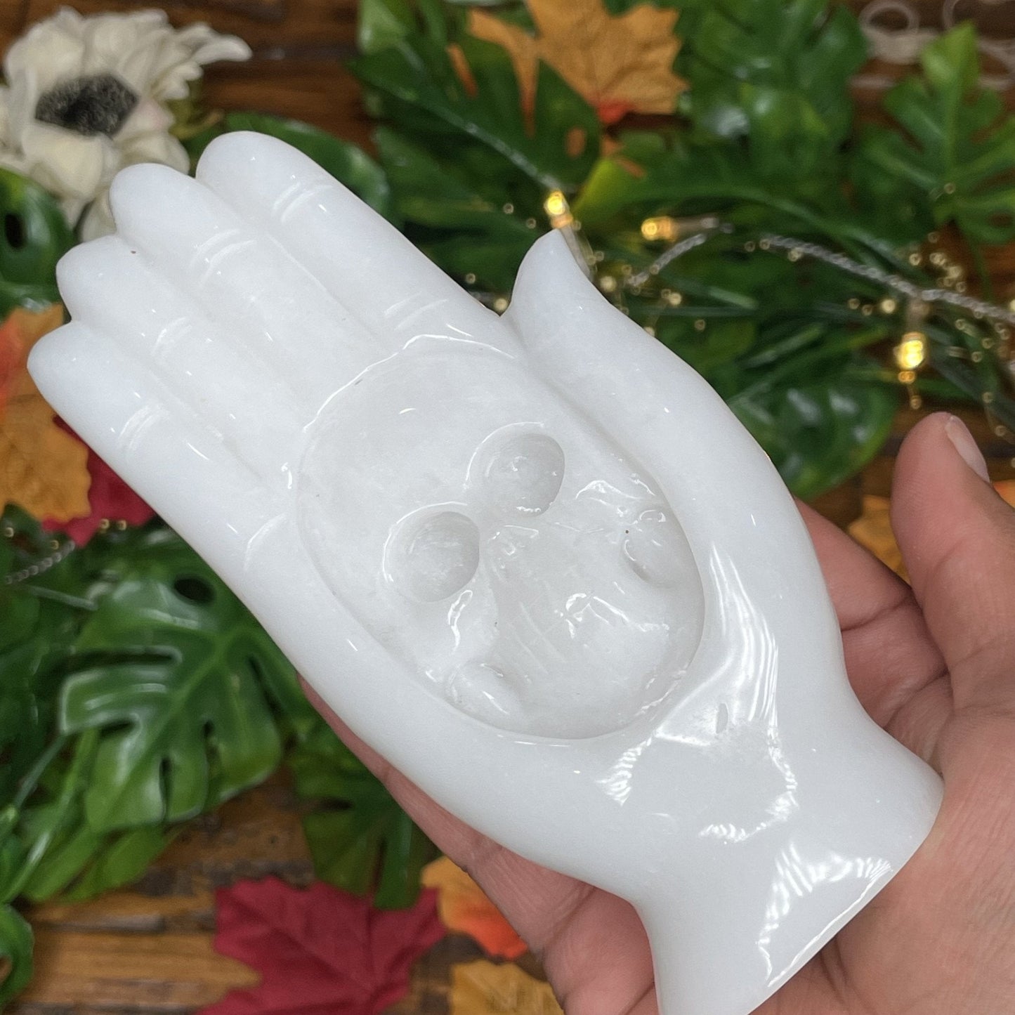 Spooky White Jade Skull Hand - Sage & Magic