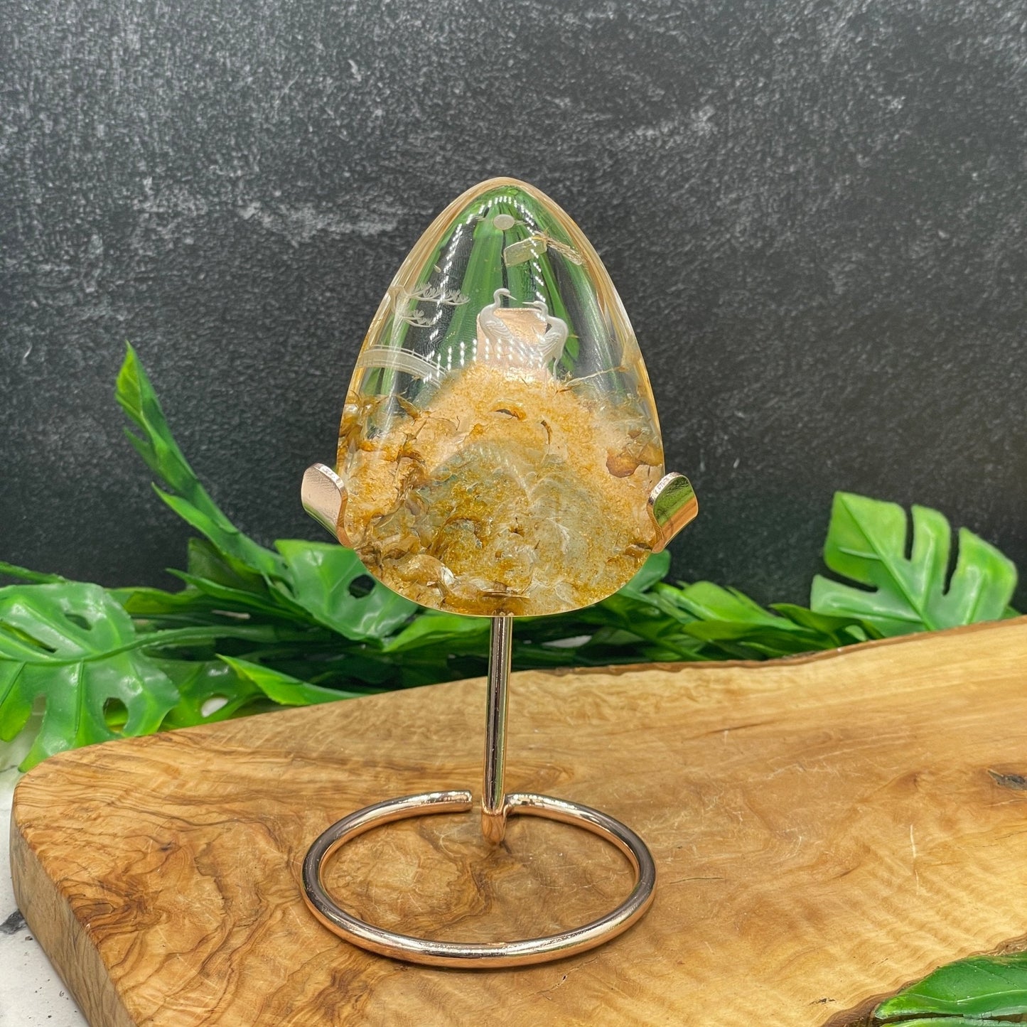 Stork Bird Carving in Garden Quartz with Stand - Sage & Magic