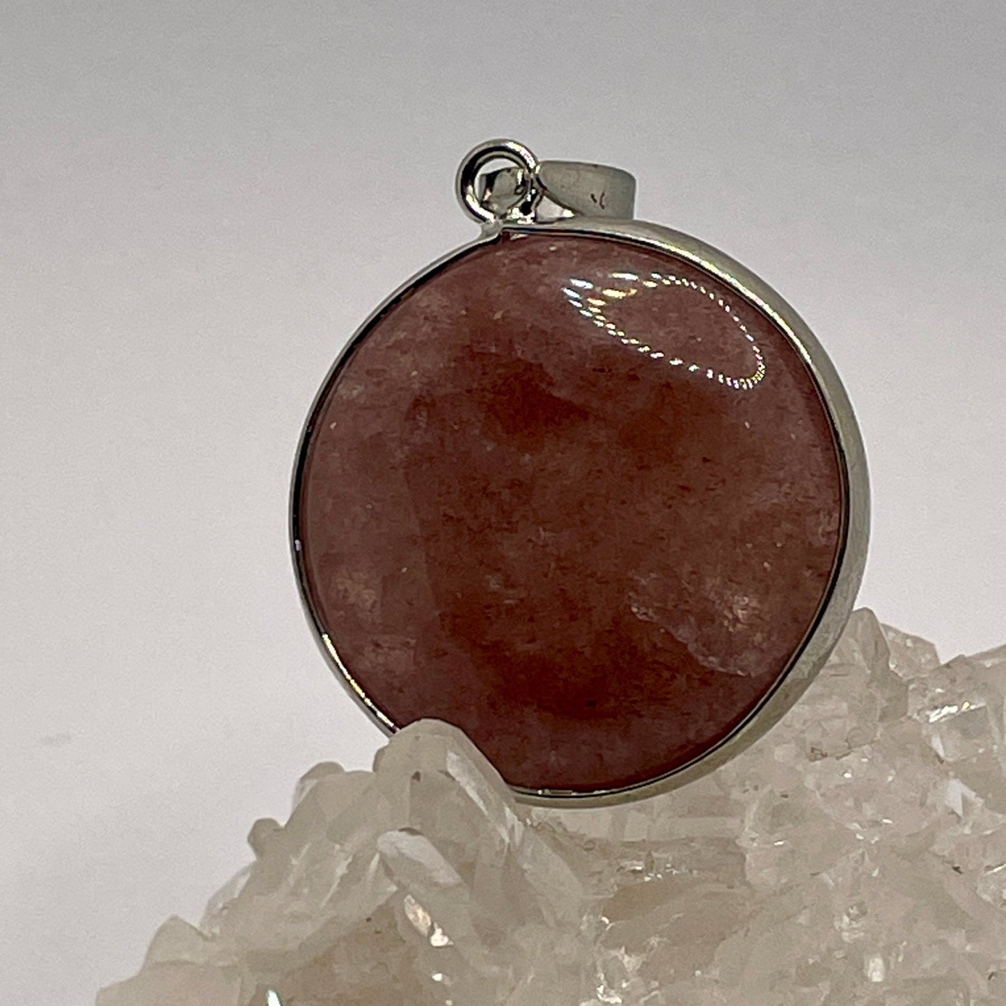 Strawberry Quartz Silver Pendant - Sage & Magic