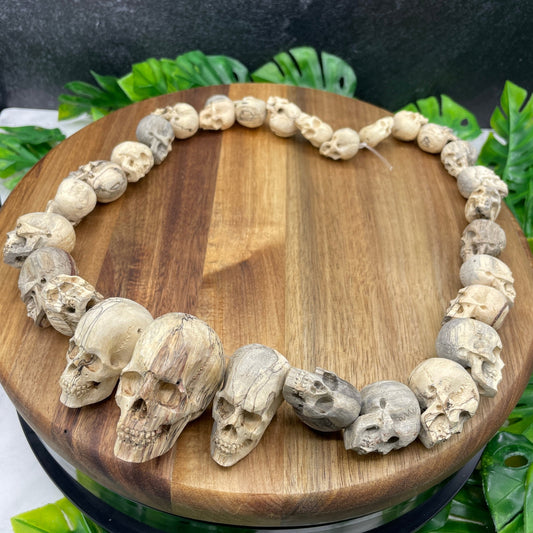 Tamarind Wood 28 inch Skull Necklace - Sage & Magic