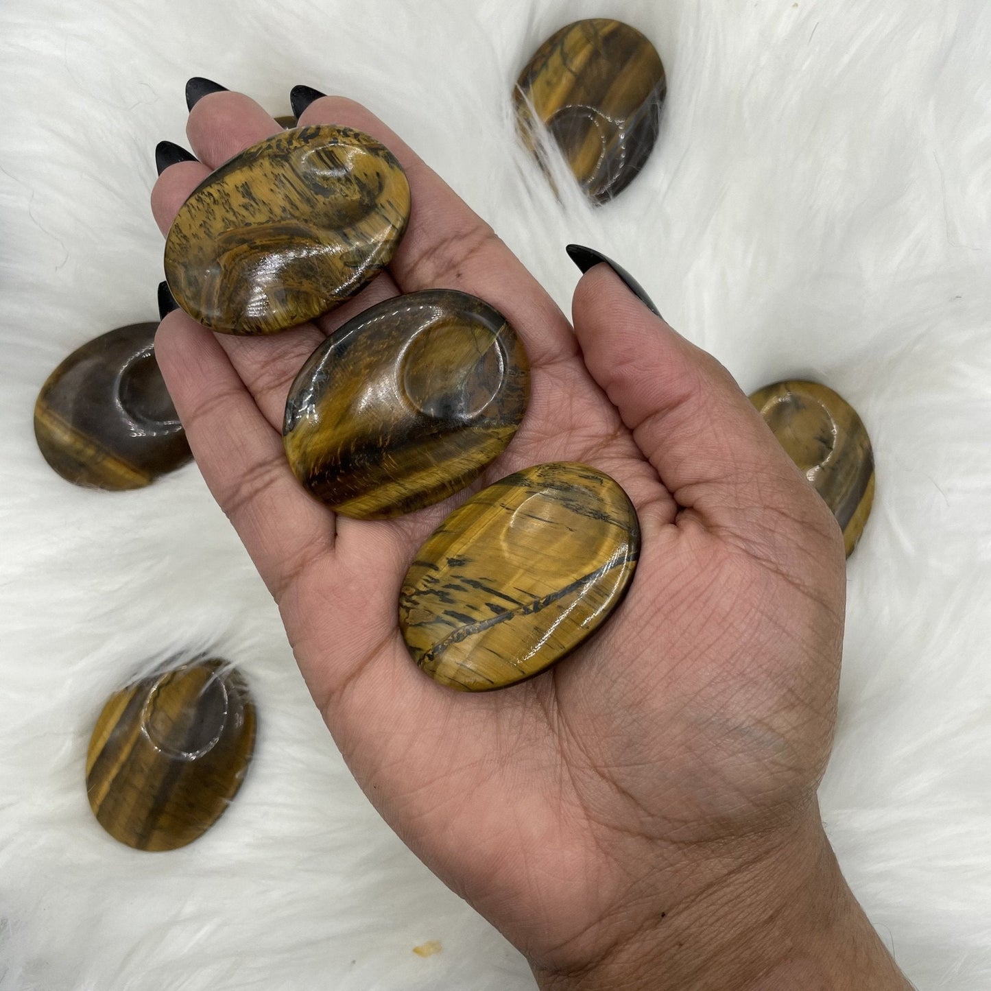 Tiger Eye Thumbprint Worry Stones - Sage & Magic