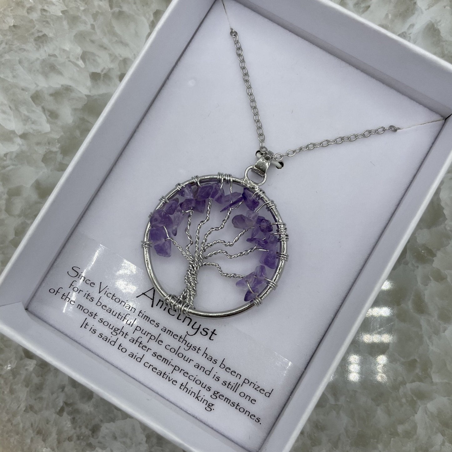 Tree of Life Crystal Chip Necklace - Sage & Magic