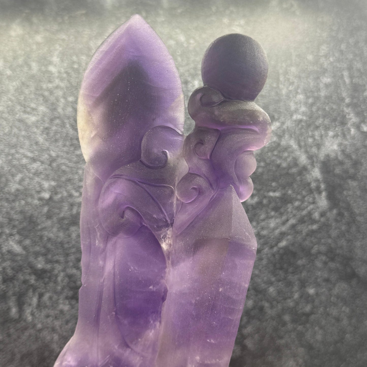 Unpolished Amethyst Guanyin with Crystal Ball Carving - Sage & Magic