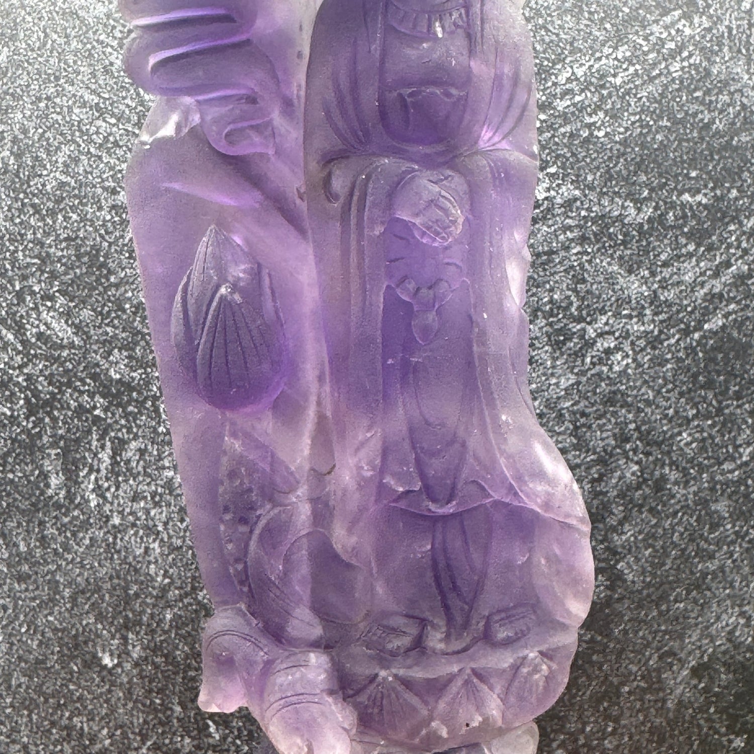 Unpolished Amethyst Guanyin with Crystal Ball Carving - Sage & Magic