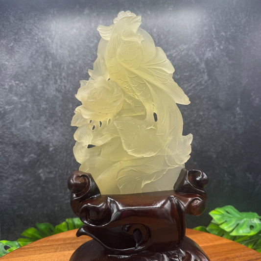 Unpolished Citrine Lucky Rooster Carving - Sage & Magic