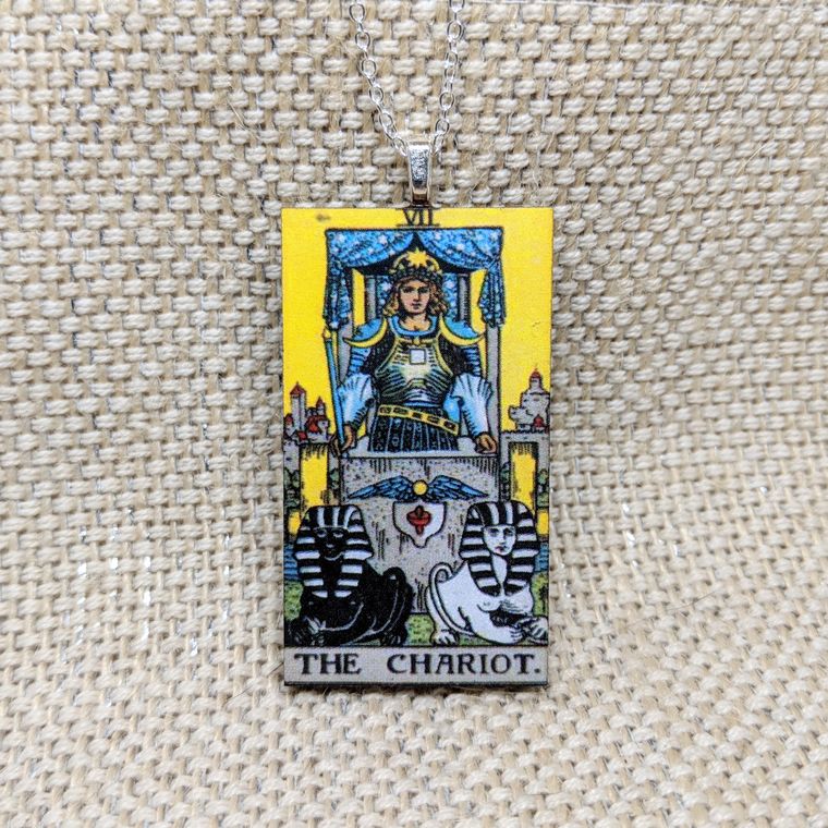 Woodcut Tarot Card Necklace - Sage & Magic