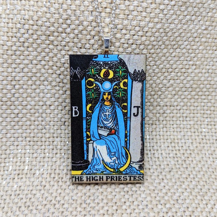 Woodcut Tarot Card Necklace - Sage & Magic