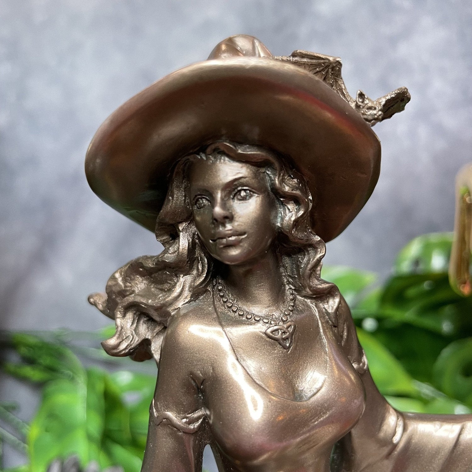 Wooden Bronze Witch Statue - Sage & Magic