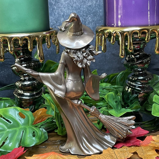 Wooden Bronze Witch Statue - Sage & Magic