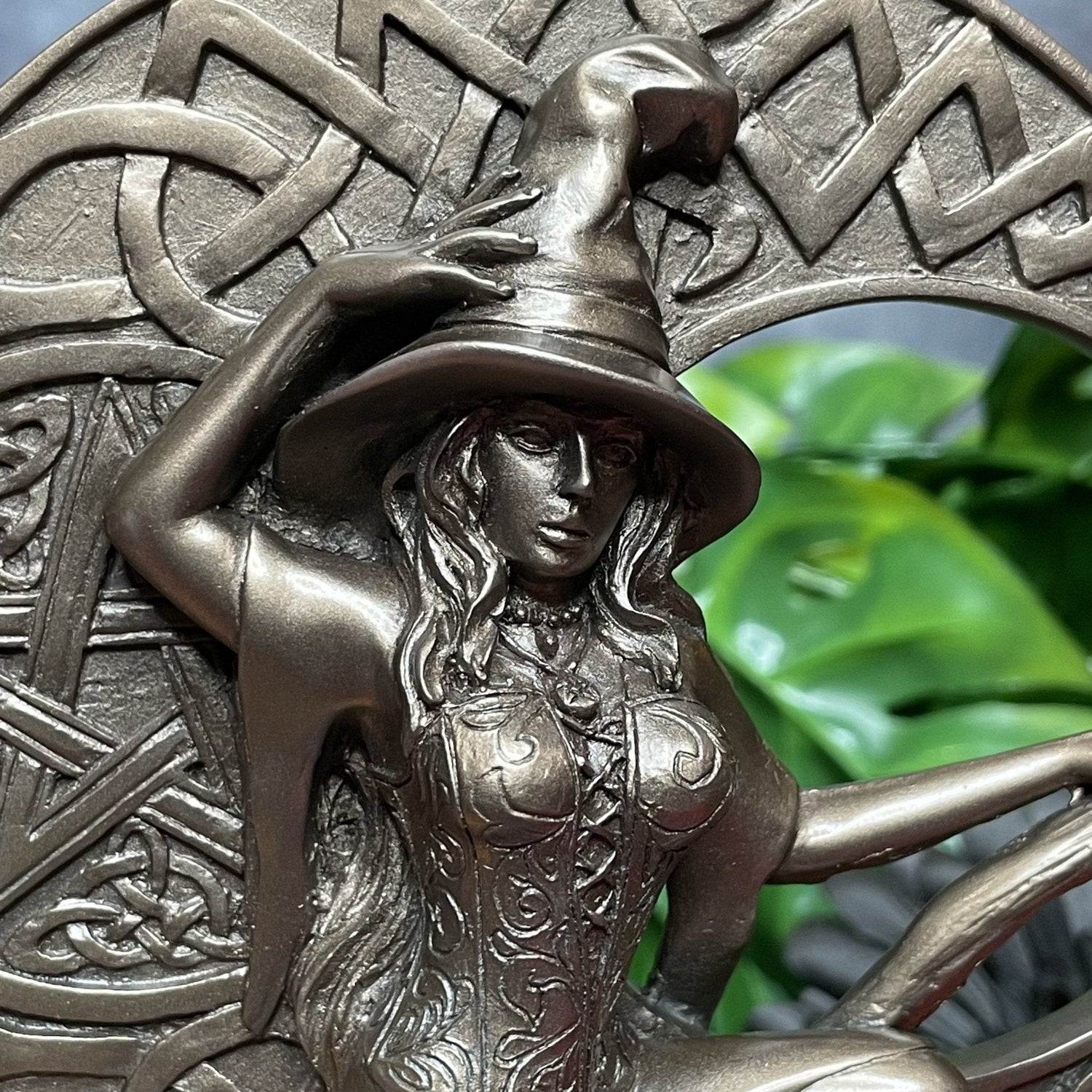 Wooden Bronze Witch Statue - Sage & Magic