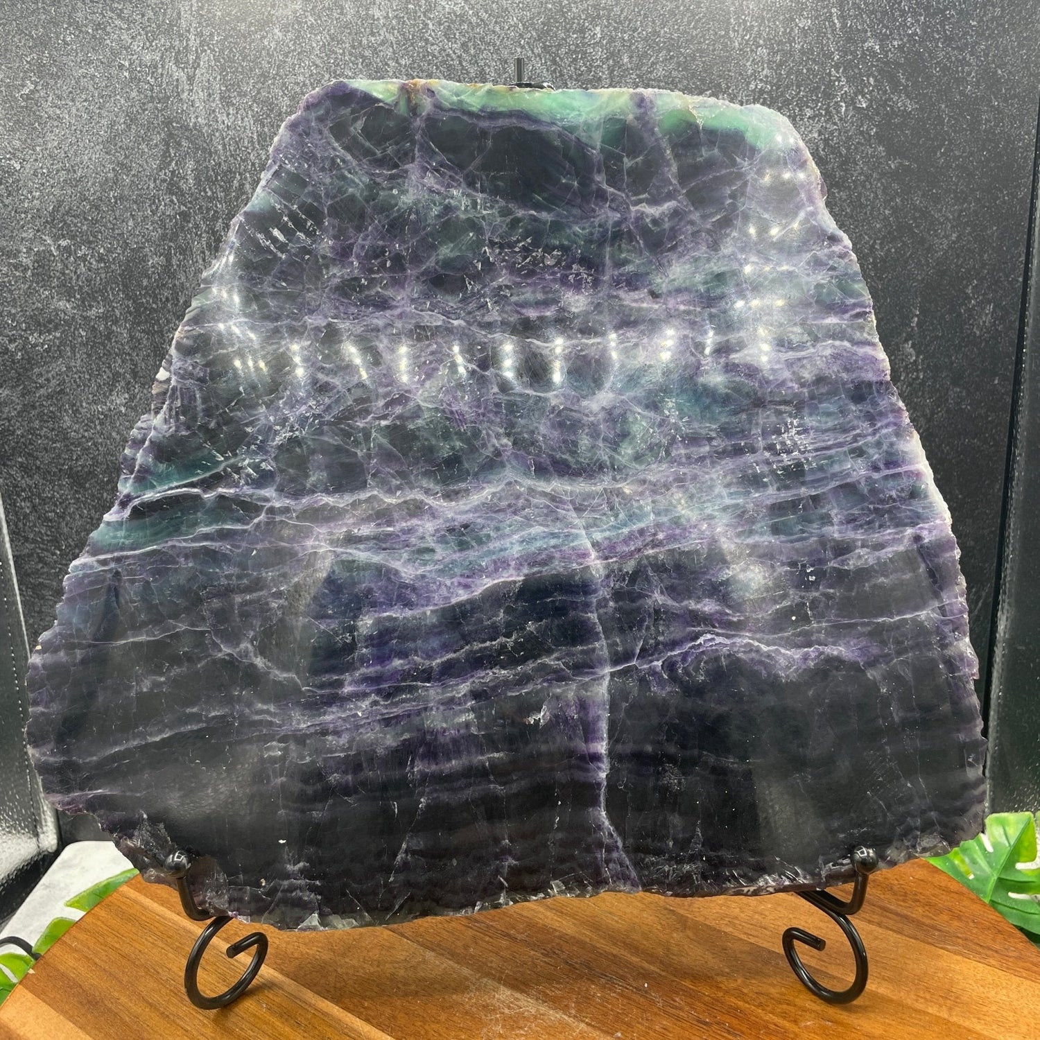 XL 10 lb Rainbow Fluorite Slab with Stand - Sage & Magic