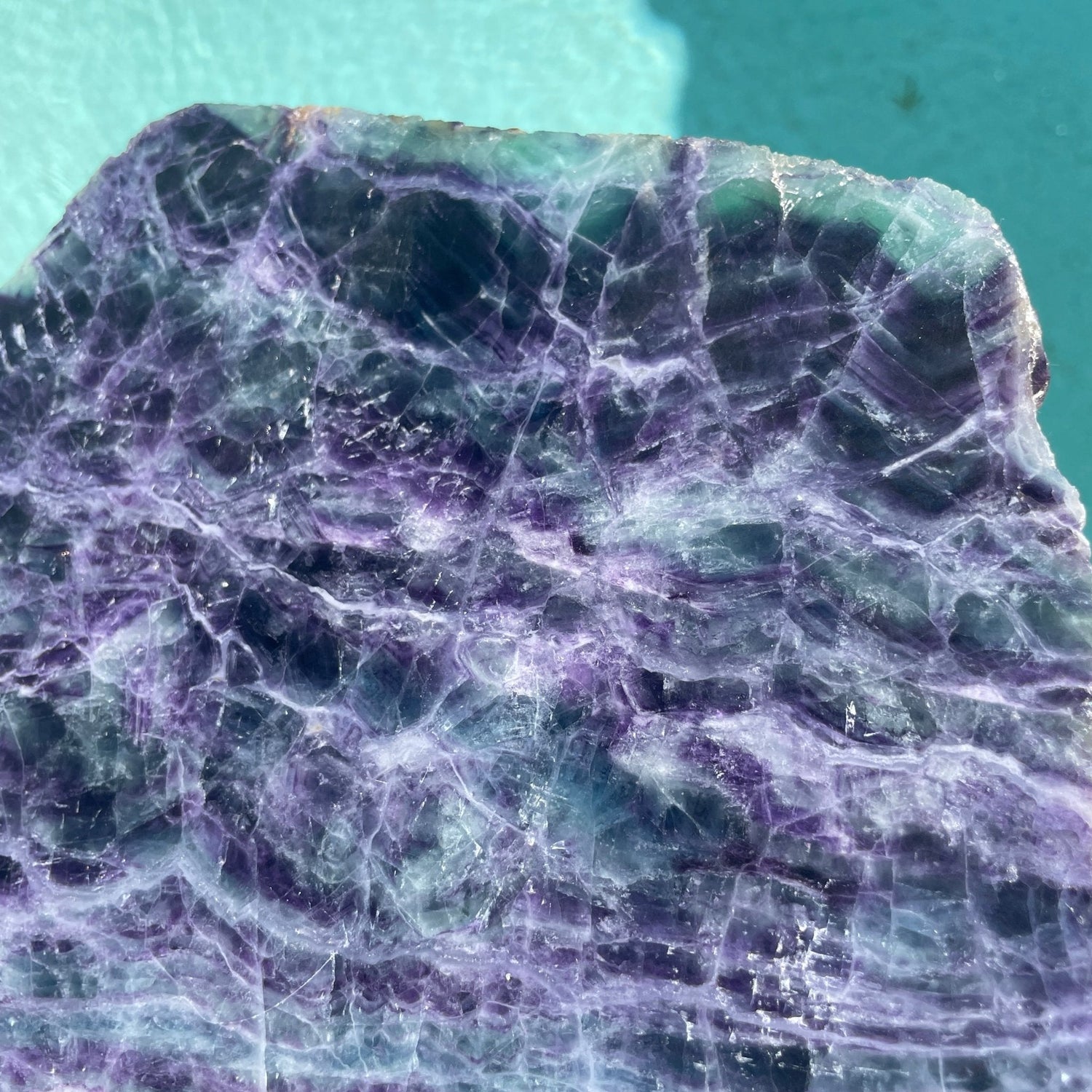 XL 10 lb Rainbow Fluorite Slab with Stand - Sage & Magic