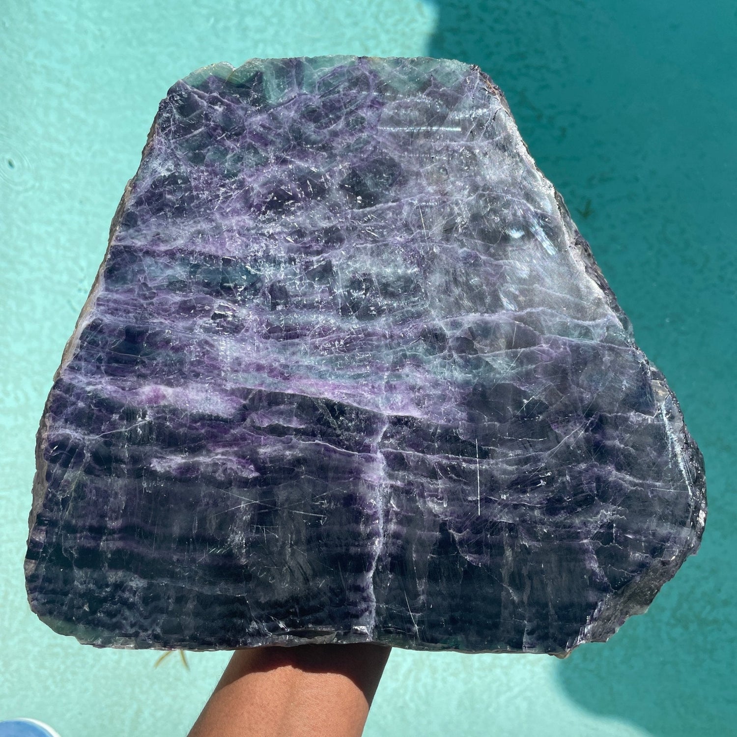 XL 10 lb Rainbow Fluorite Slab with Stand - Sage & Magic