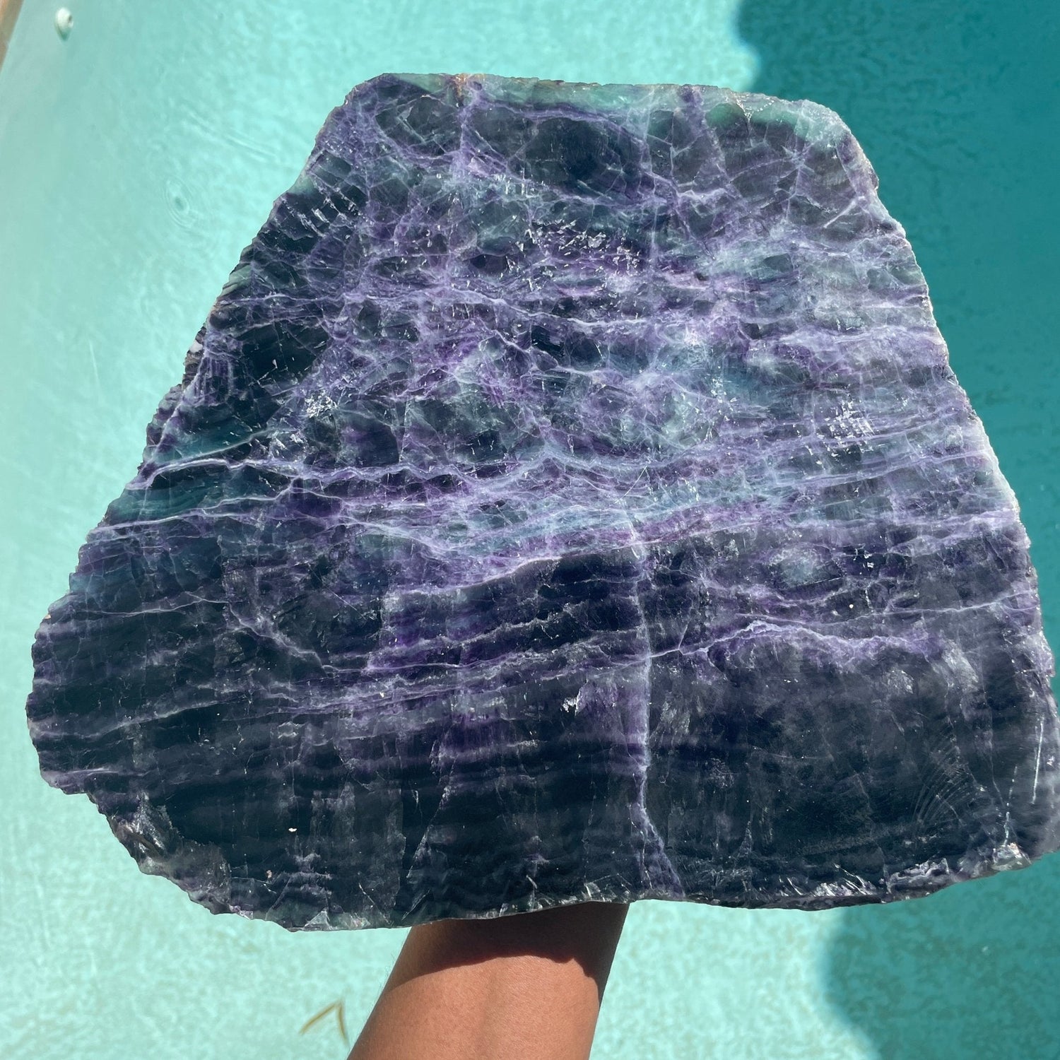 XL 10 lb Rainbow Fluorite Slab with Stand - Sage & Magic