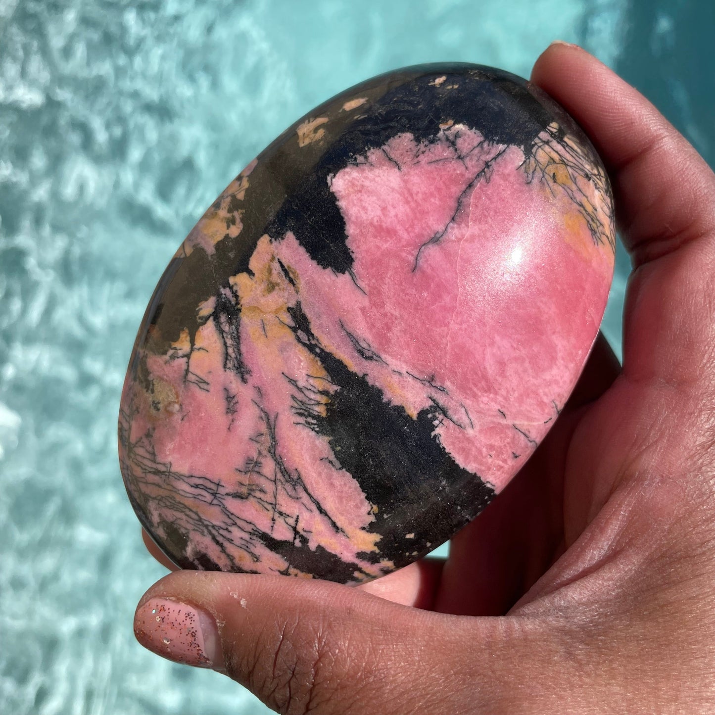 Pink Rhodonite Palm Stone
