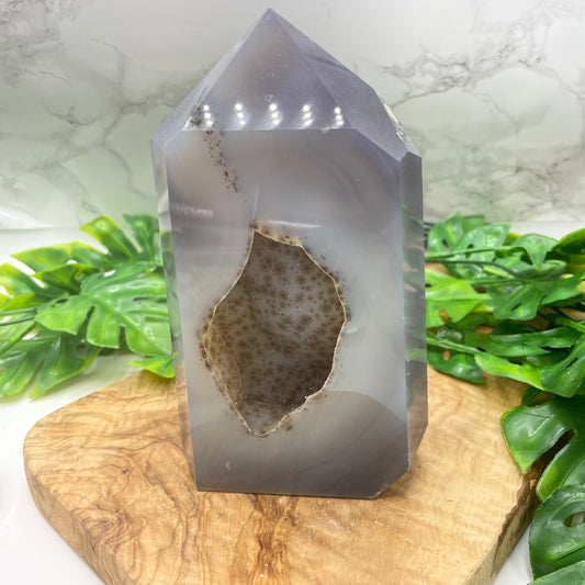 Druzy Flower Agate Tower