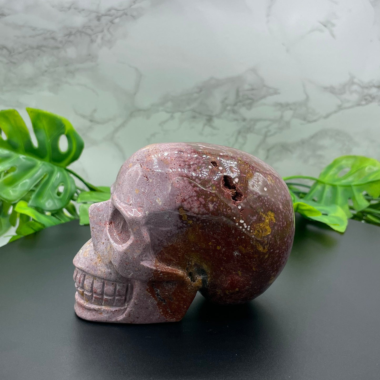 Pink Ocean Jasper Skull