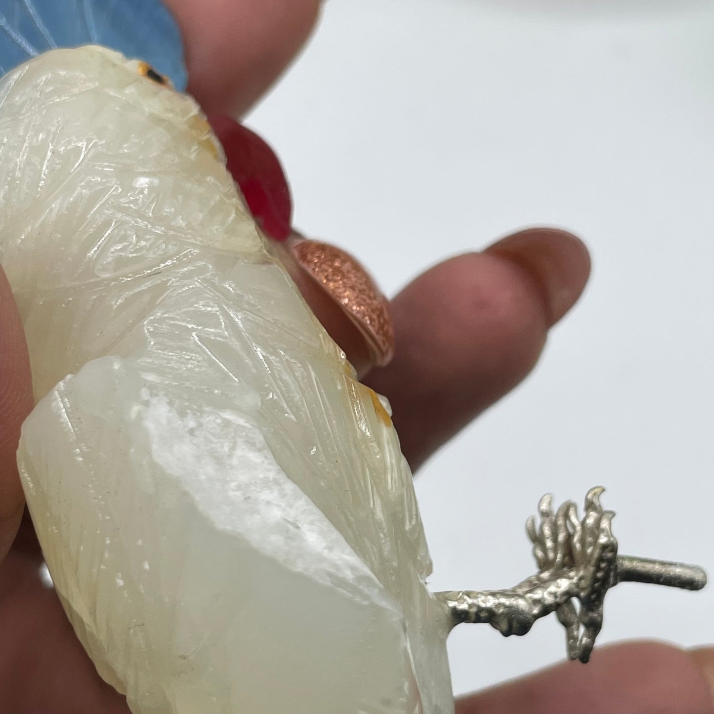 White Calcite & Blue Agate Crystal Parrott