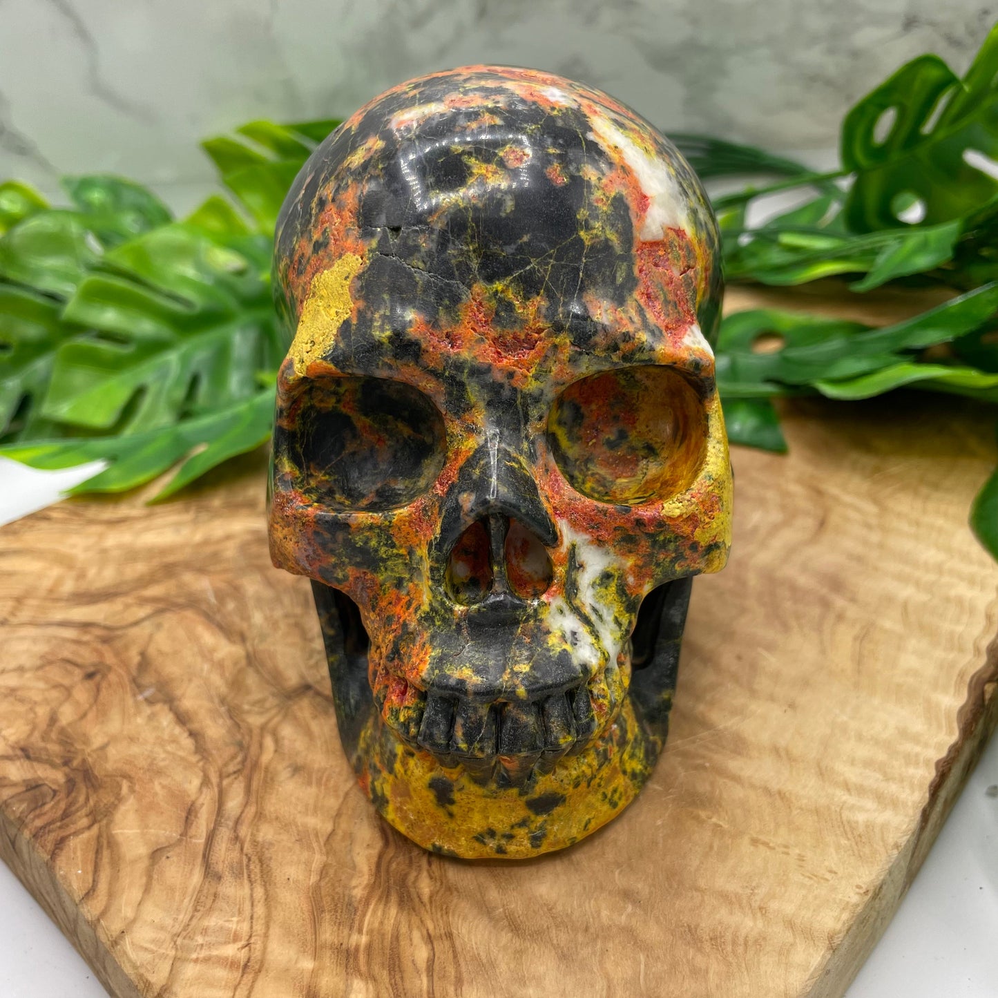 Orpiment Realgar and Hematite Skull