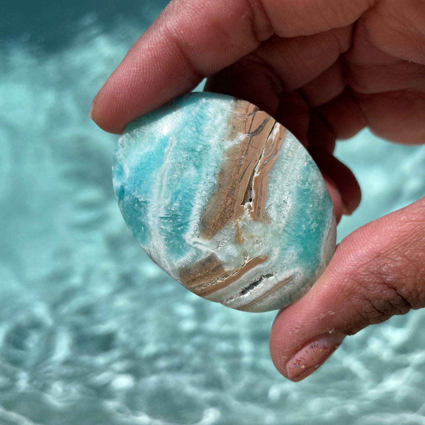 Blue Aragonite Palm Stone